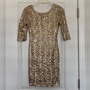 Champagne/gold sequin stretchy cocktail dress